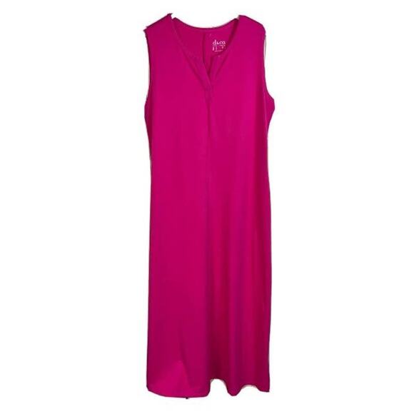 Pretty in Pink TANK MAXI DRESS Medium 10/12 Denim & Co. QVC D & Co. NEW - Picture 2 of 9